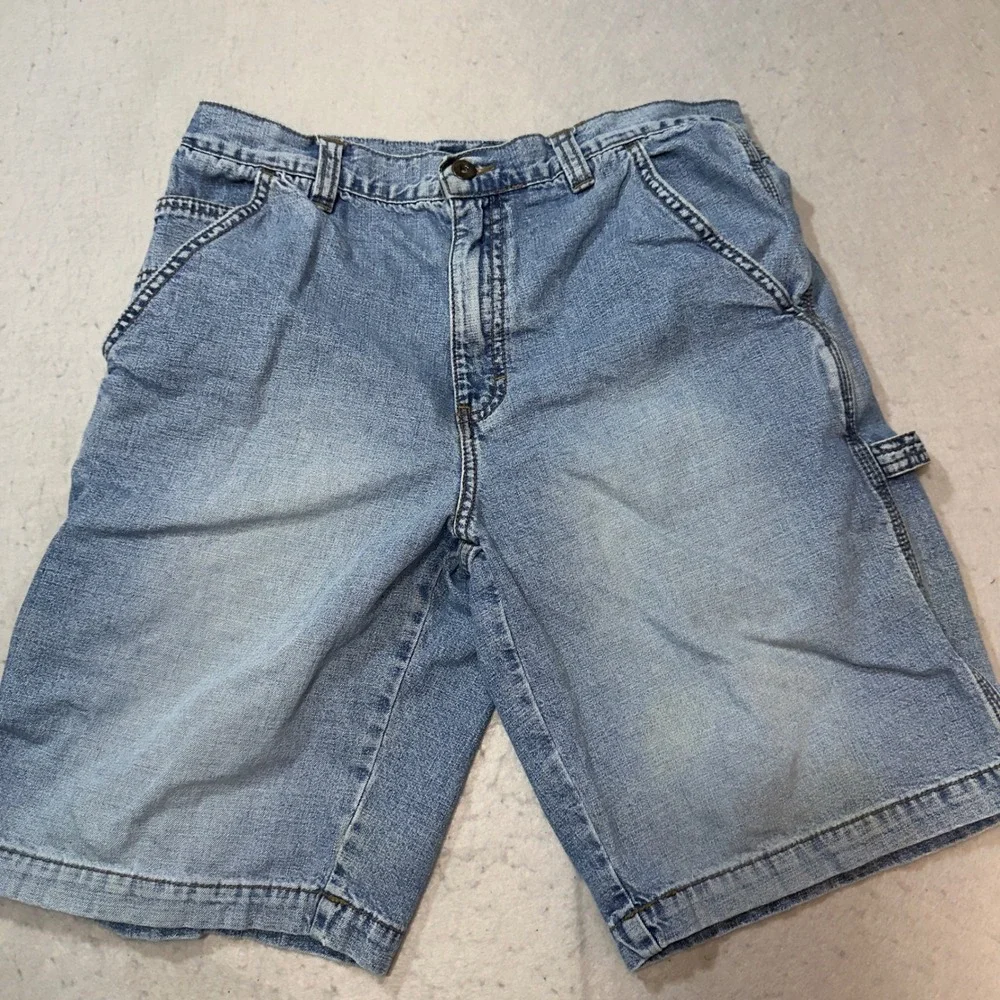 Aeropostale‎ Mens Carpenter Shorts Light Wash Blue Denim Utility Size 30 W31 L10